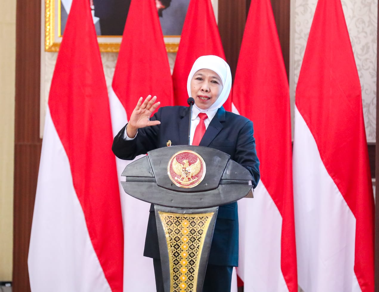 Hadiri Sertijab Walikota dan Wakil Walikota Batu, Gubernur Khofifah Pesankan Program Nawa Bhakti Kota Batu Inline Dengan Nawa Bhakti Satya dan Asta Cita