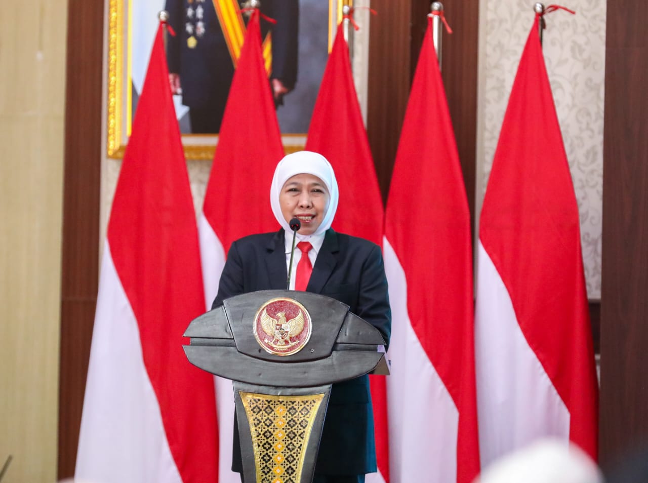 Hadiri Sertijab Walikota dan Wakil Walikota Batu, Gubernur Khofifah Pesankan Program Nawa Bhakti Kota Batu Inline Dengan Nawa Bhakti Satya dan Asta Cita