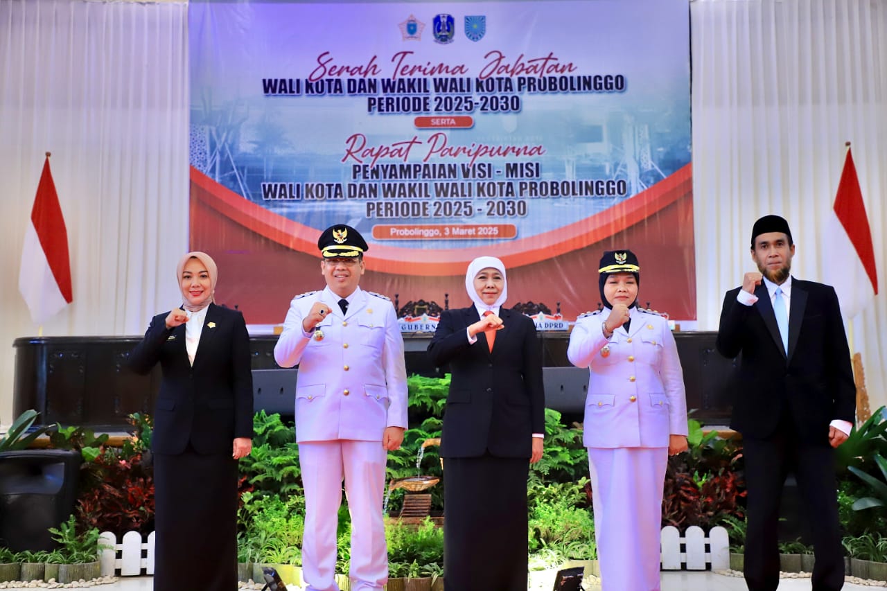 Hadiri Sertjab Wali Kota dan Wakil Wali Kota Probolinggo, Gubernur Khofifah Ajak Terapkan Innovative Financing Melalui Berbagai Potensi Lokal