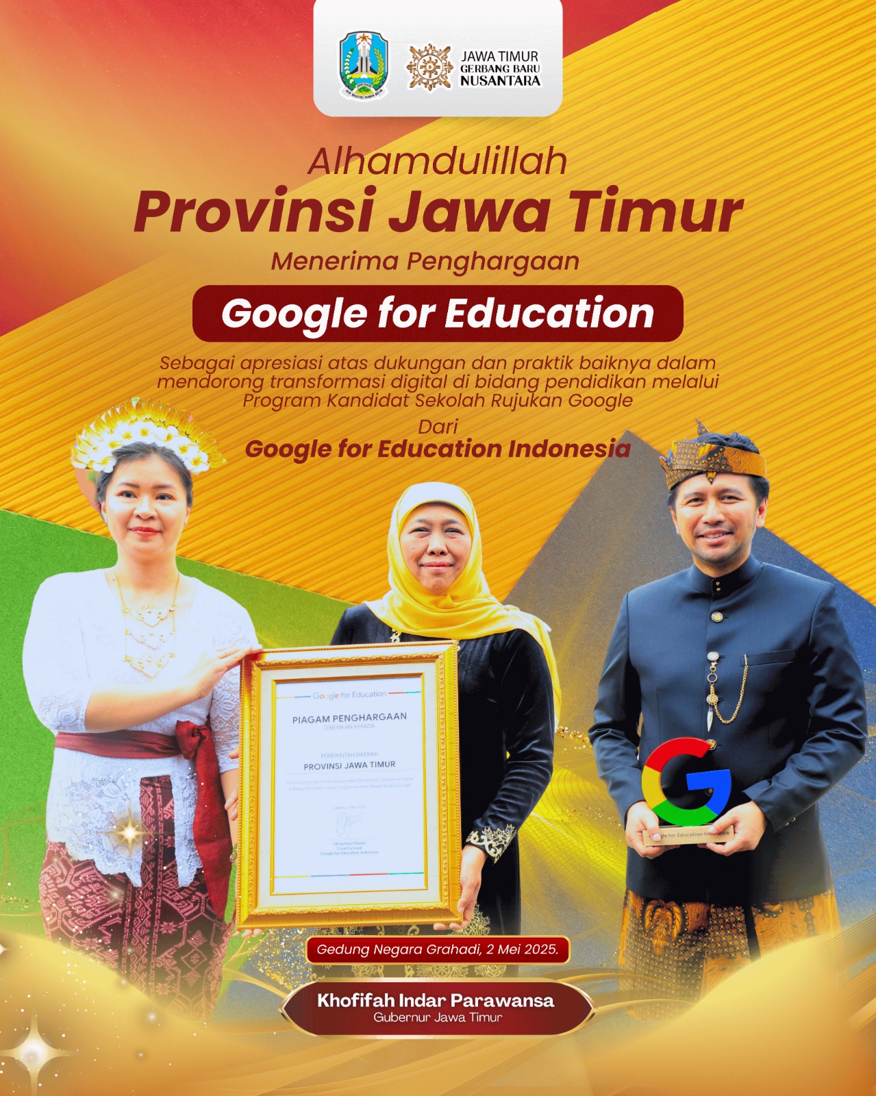 Google Nobatkan Jatim  sebagai Pelopor Transformasi Digital Pendidikan, Gubernur Khofifah Optimis Jadi Role Model Daerah Lain