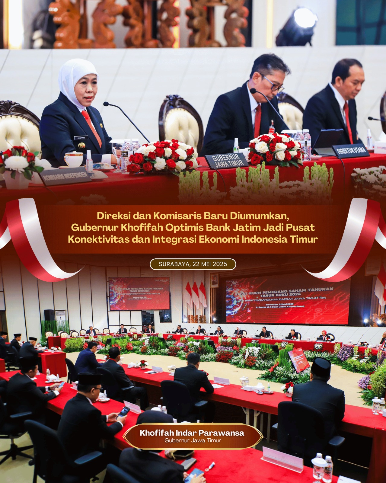 Direksi dan Komisaris Baru Diumumkan, Gubernur Khofifah Dorong  Bank Jatim Jadi BPD Nomor Satu di Indonesia