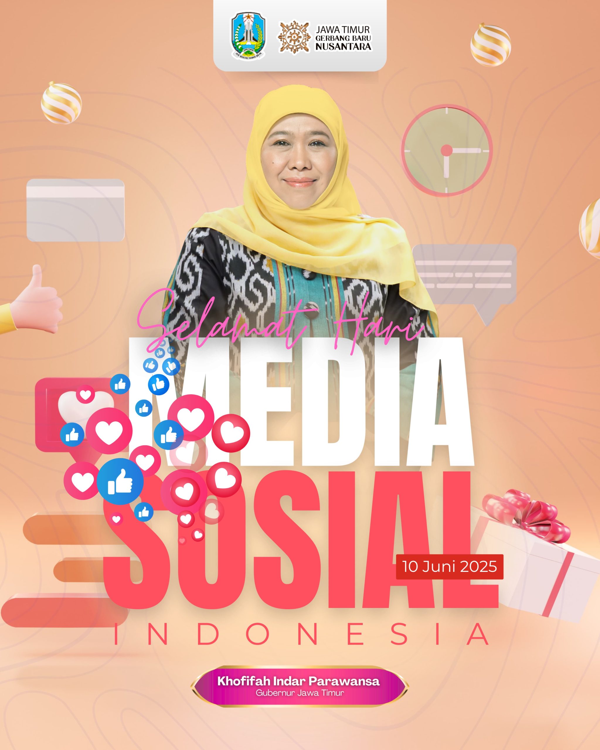 Peringatan Hari Media Sosial Indonesia, Gubernur Khofifah Ajak Bijak Bermedia Sosial dan Waspadai Penyebaran Hoaks