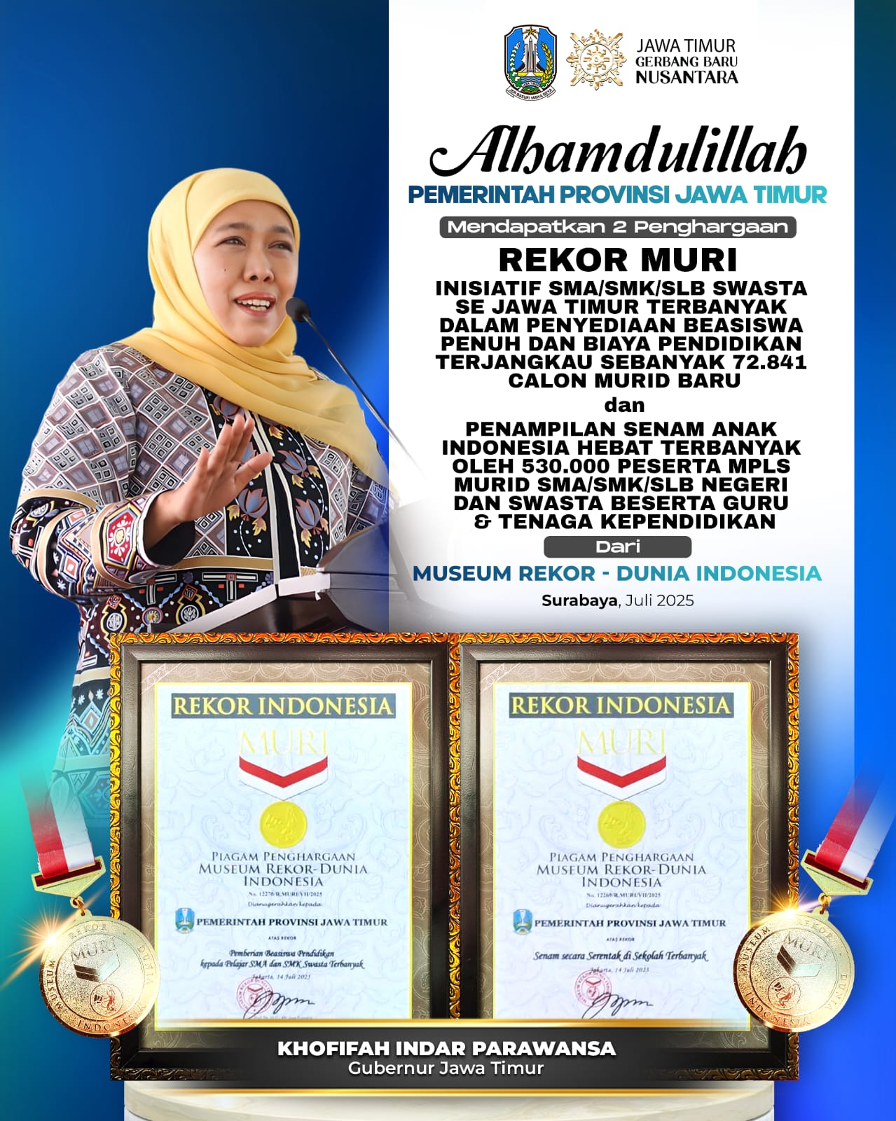 Gubernur Khofifah Komitmen Wujudkan MPLS Ramah, Kampanyekan Ramah Anak, Edujatif, Inklusif dan Anti Bullying