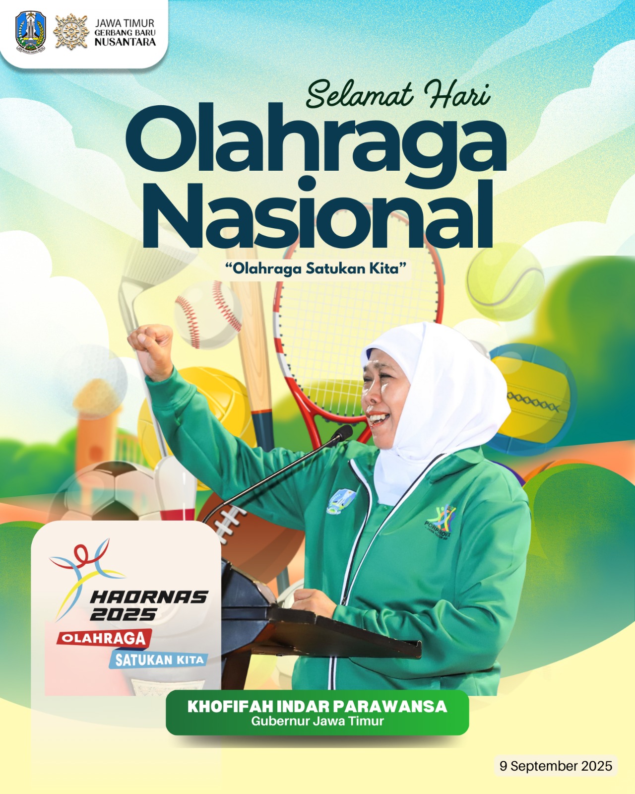 Gubernur Khofifah Ajak Insan Olahraga Kobarkan Semangat Persatuan di Haornas ke-42