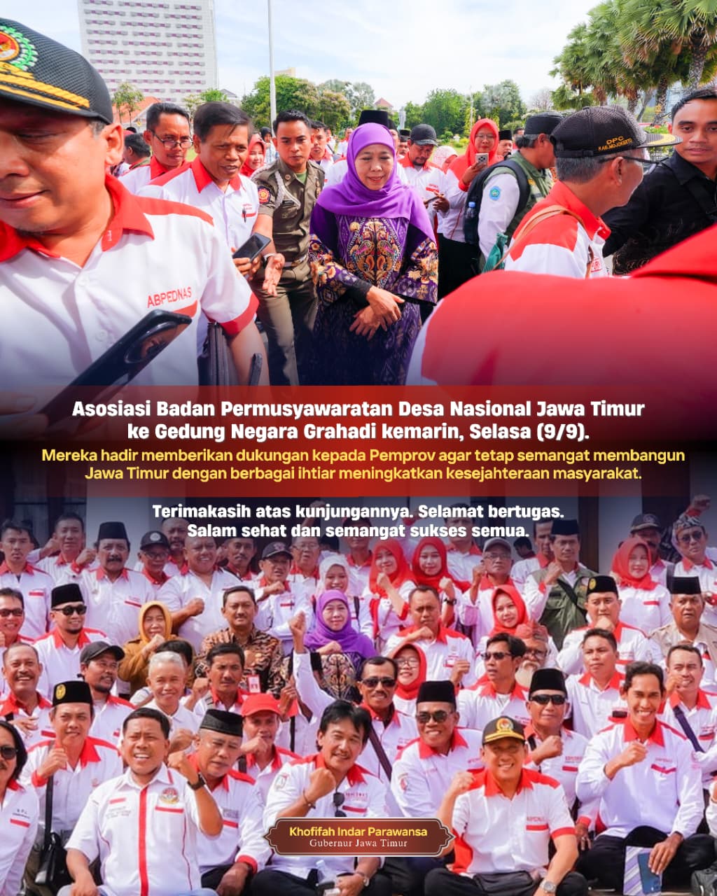 Gubernur Khofifah Tegaskan Komitmen Dukung BPD Sebagai Parlemen Desa yang Kuat