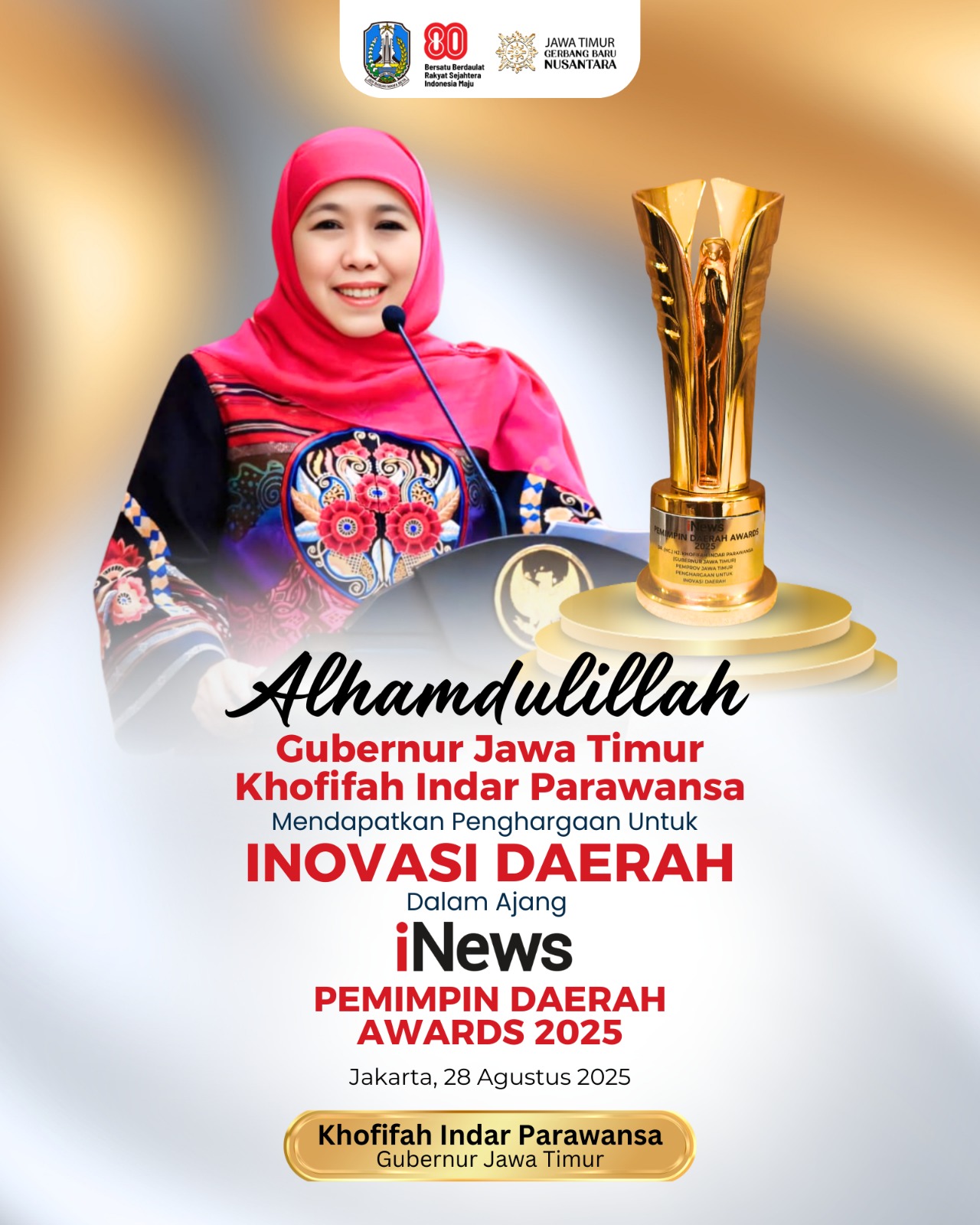 Gubernur Khofifah Raih Penghargaan Nasional Berkat Inovasi Trans Jatim yang Terjangkau dan Modern