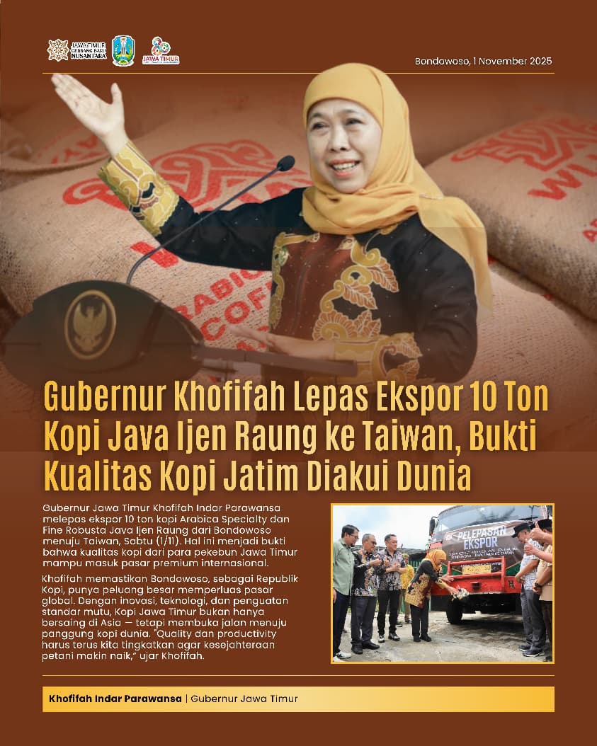 Gubernur Khofifah Dorong Diversifikasi Pasar Ekspor Kopi Jatim untuk Berdayakan Petani Republik Kopi