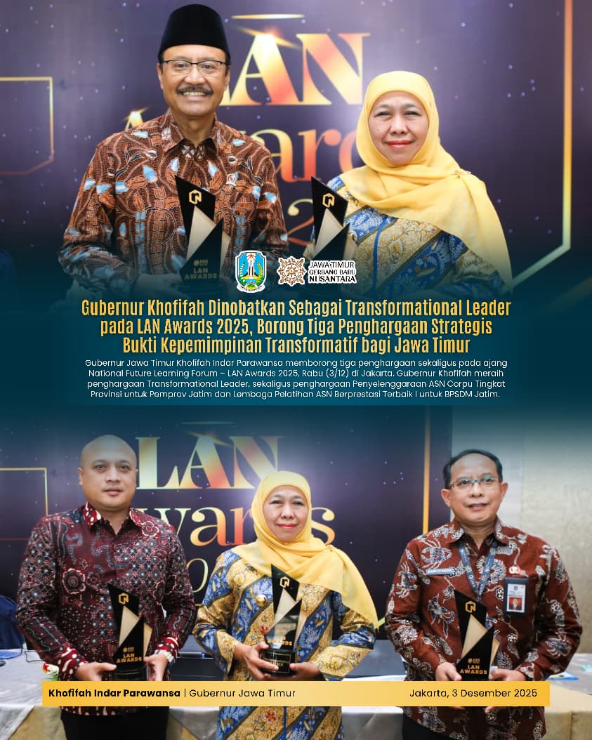 Gubernur Khofifah Raih Penghargaan Transformational Leader, Bukti Kepemimpinan Visioner dan Inovatif Bagi Jawa Timur