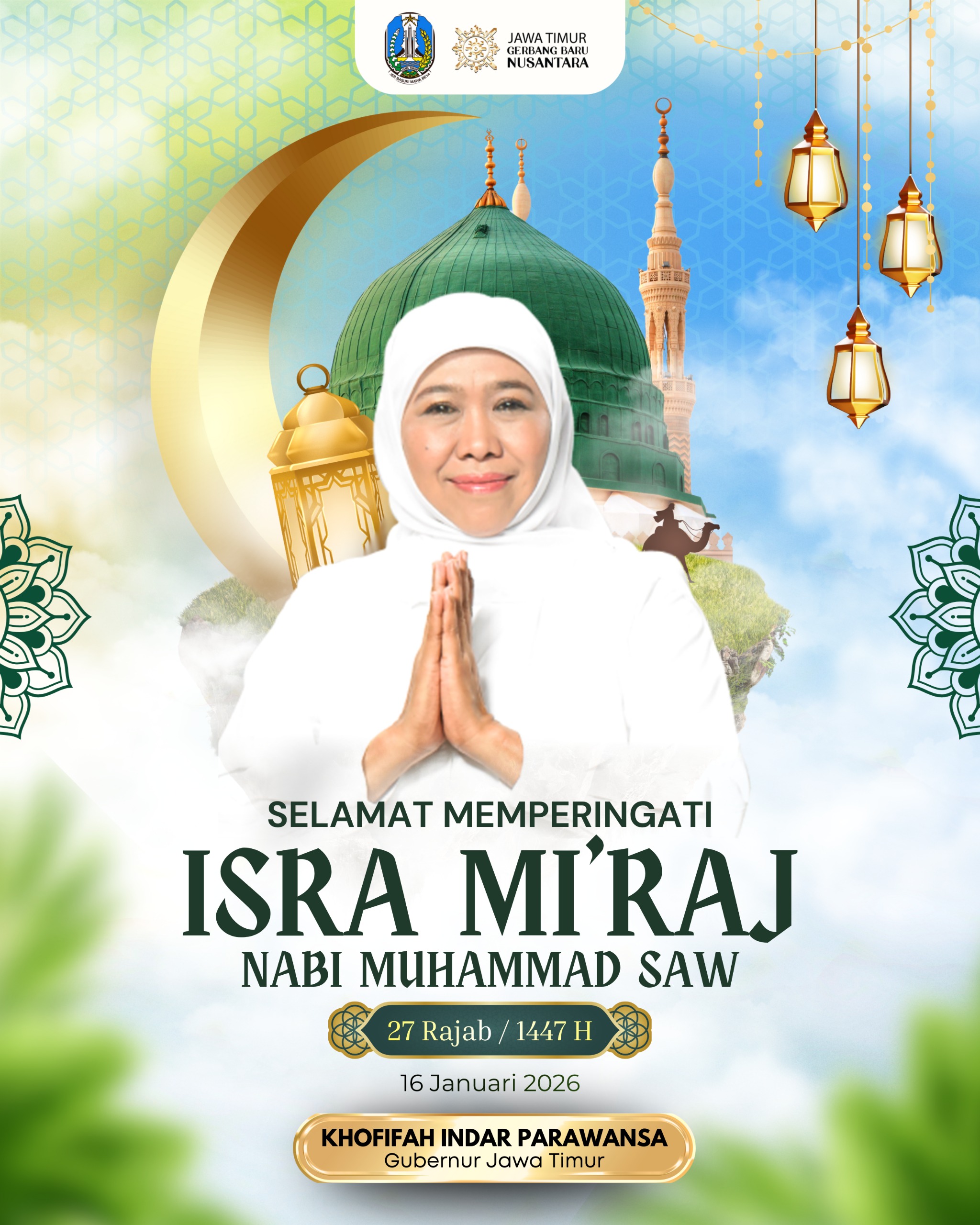 Gubernur Khofifah Harap Isra’ Mikraj Dihidupkan dalam Praktik Kehidupan Sehari-hari