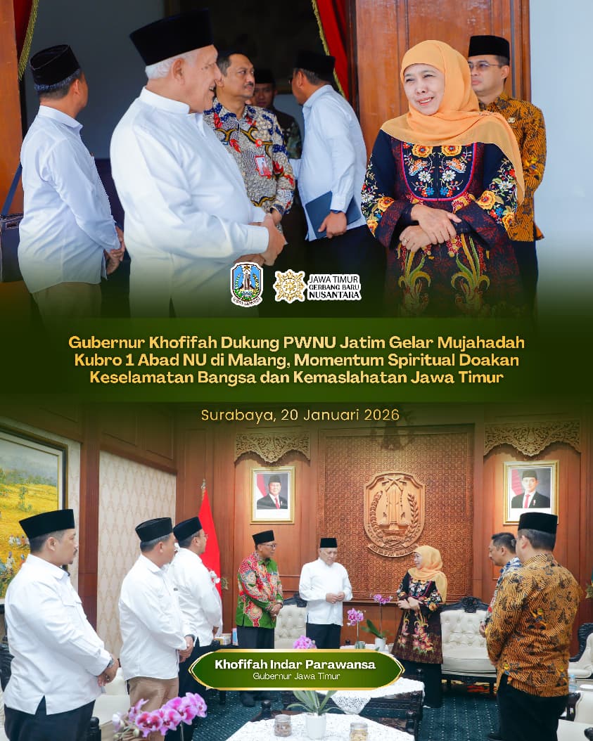 Gubernur Khofifah Dorong PWNU Jatim Perkuat Koordinasi Demi Khidmatnya Mujahadah Kubro 1 Abad NU
