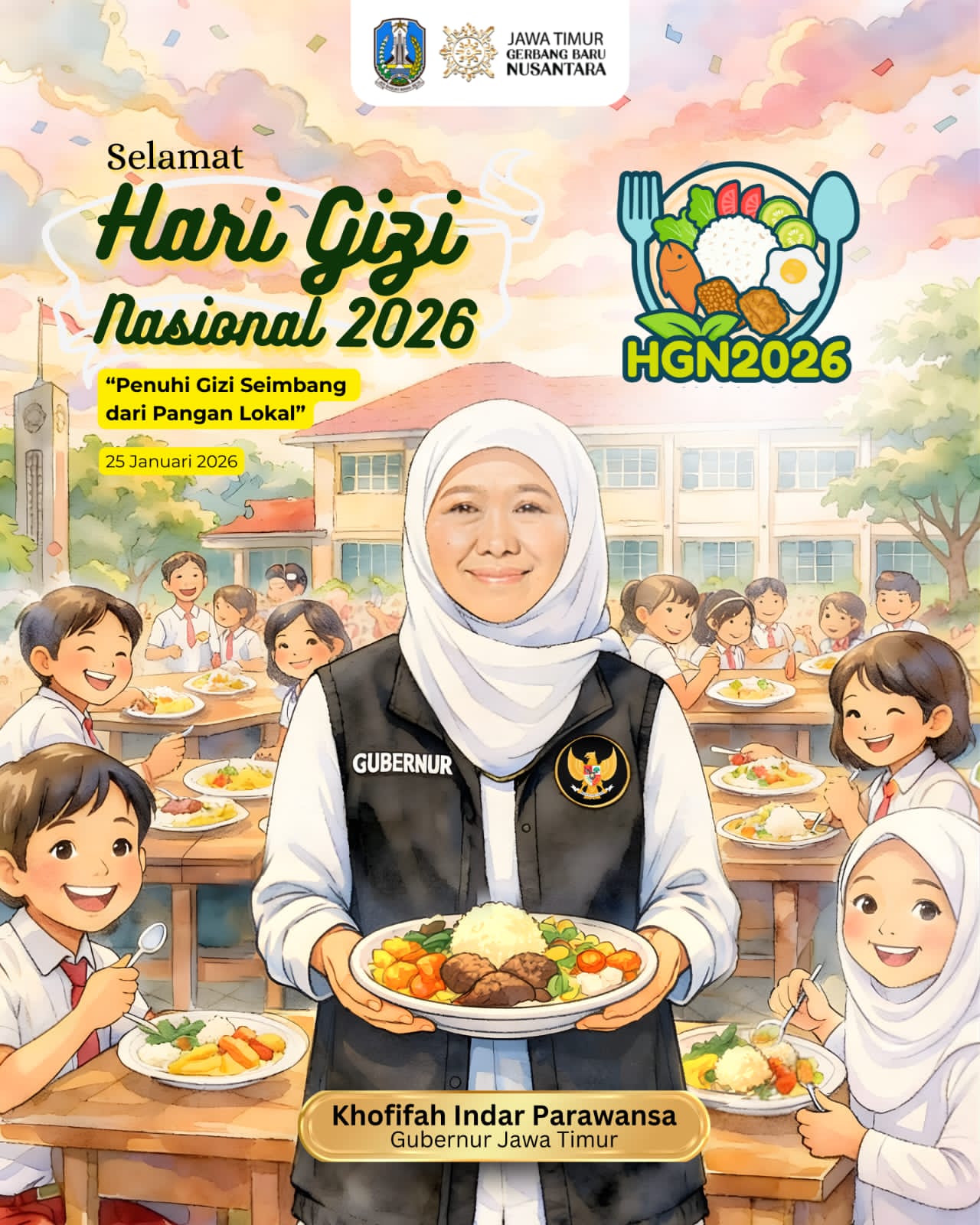 Gubernur Khofifah Dorong Gerakan “Sehat Dimulai dari Piringku” sebagai Strategi Penguatan Gizi dan Pencegahan Stunting