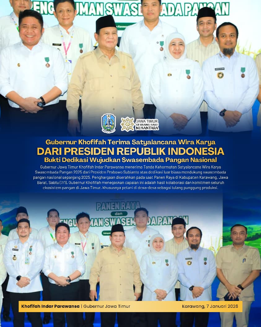 Beasiswa, Manufaktur, dan Ketahanan Pangan 2025 Jadi Fondasi, Gubernur Khofifah Terima Satyalancana Wira Karya