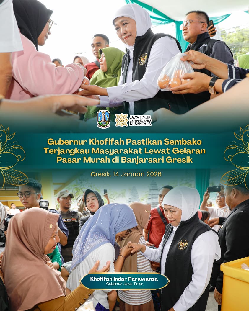 Gubernur Khofifah Ajak Jaga Stabilitas Harga Lewat Pasar Murah di Desa Banjarsari Gresik