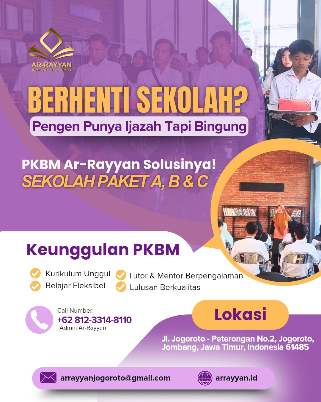 Bekerja Bukan Halangan, PKBM Ar-Rayyan Jombang Tawarkan Sistem Belajar Fleksibel