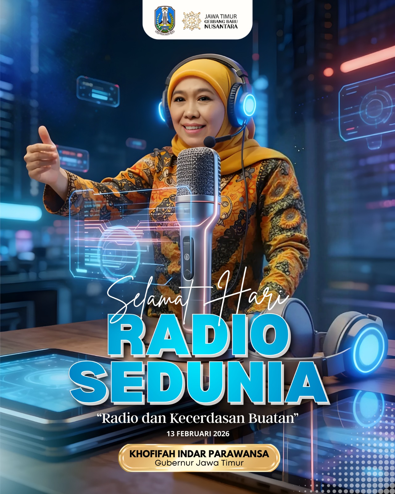 Gubernur Khofifah Apresiasi Radio Lokal Jatim, Tekankan AI Perkuat Kualitas Siaran