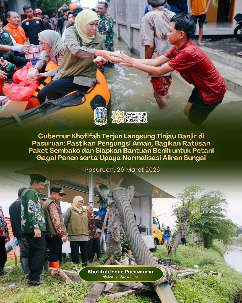 Gubernur Khofifah Pastikan Penanganan Banjir Pasuruan Berjalan Cepat dan Tepat