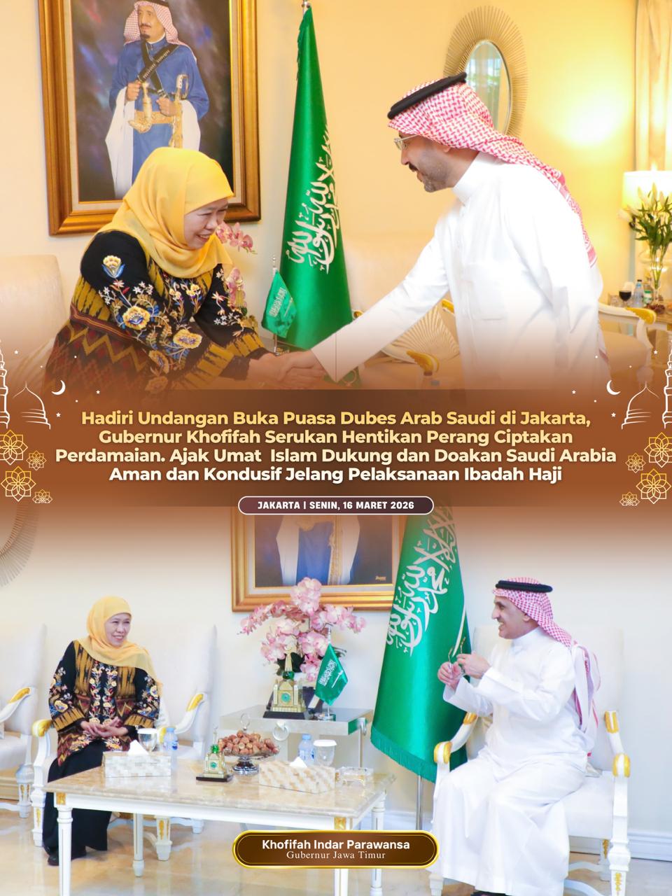 Gubernur Khofifah Tegaskan Pentingnya Stabilitas Timur Tengah bagi Kenyamanan Jemaah Haji Indonesia