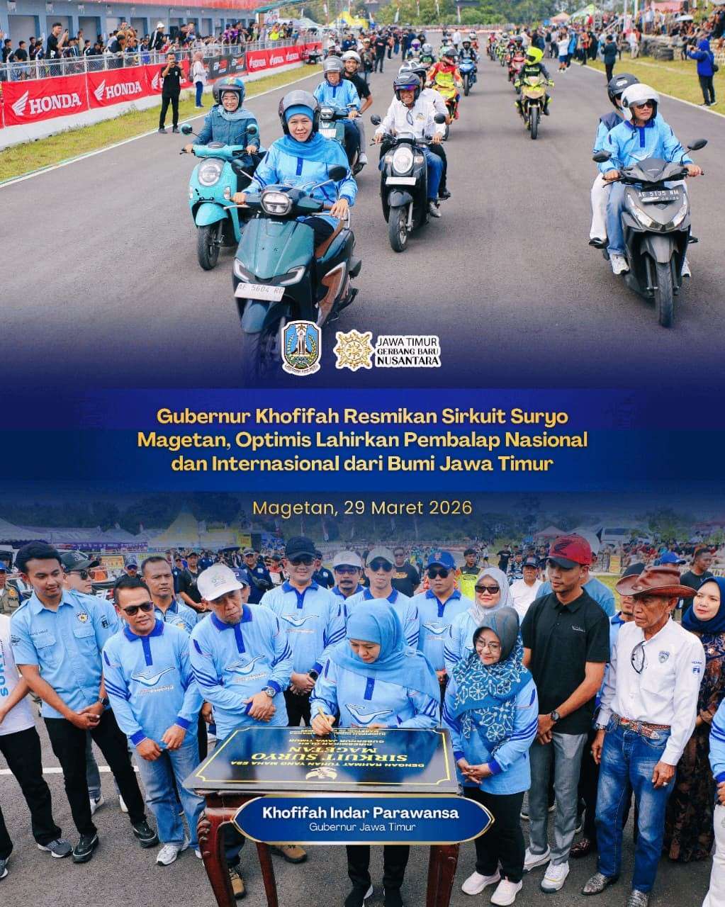 Gubernur Khofifah Resmikan Sirkuit dan Buka JRS 2026, Kombinasikan Pembinaan Atlet, Sejarah, dan Penguatan Ekonomi Daerah