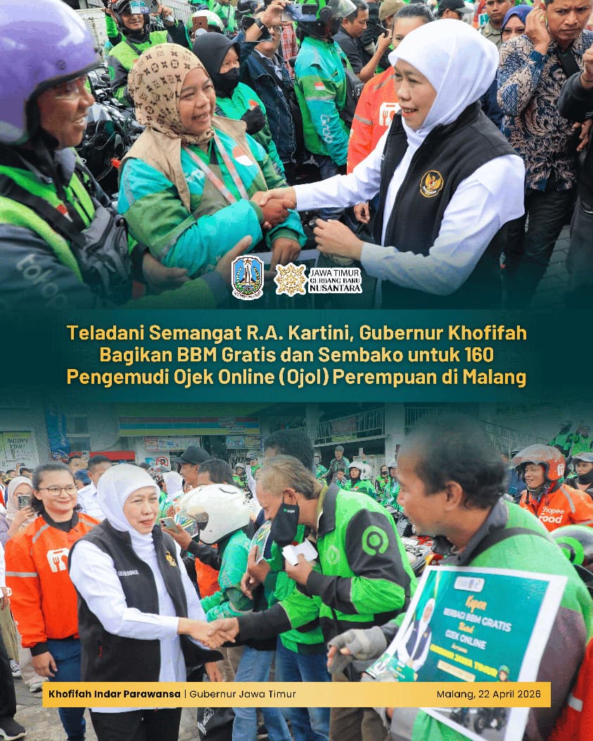 Gubernur Khofifah Bantu Ojol Perempuan di Malang, Tegaskan Kepedulian pada Pekerja Informal