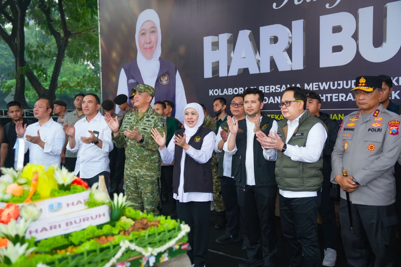 Gubernur Khofifah dan Forkopimda Jatim Peringati May Day, Fokus Tingkatkan Kesejahteraan Pekerja