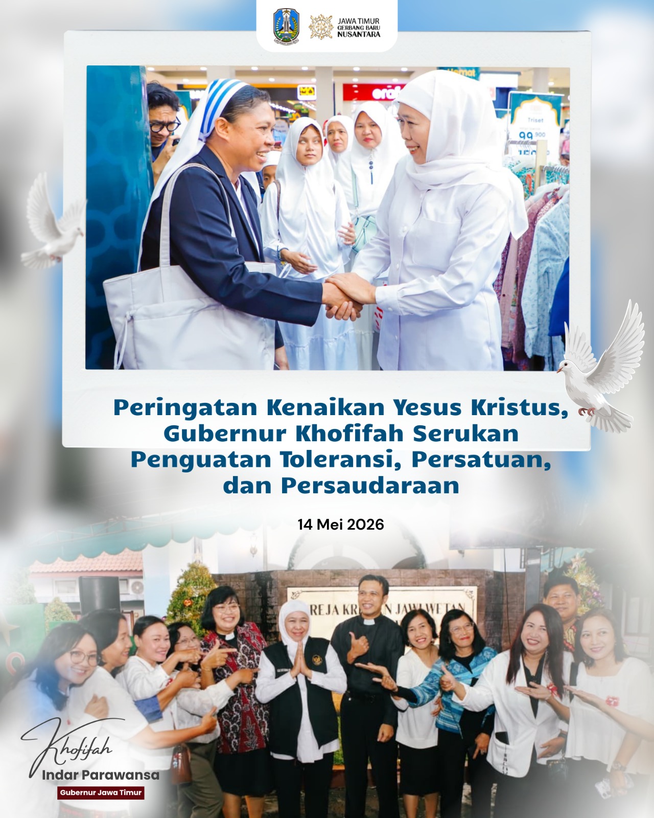 Gubernur Khofifah Harap Jawa Timur Terus Menjadi Provinsi yang Rukun dan Penuh Toleransi