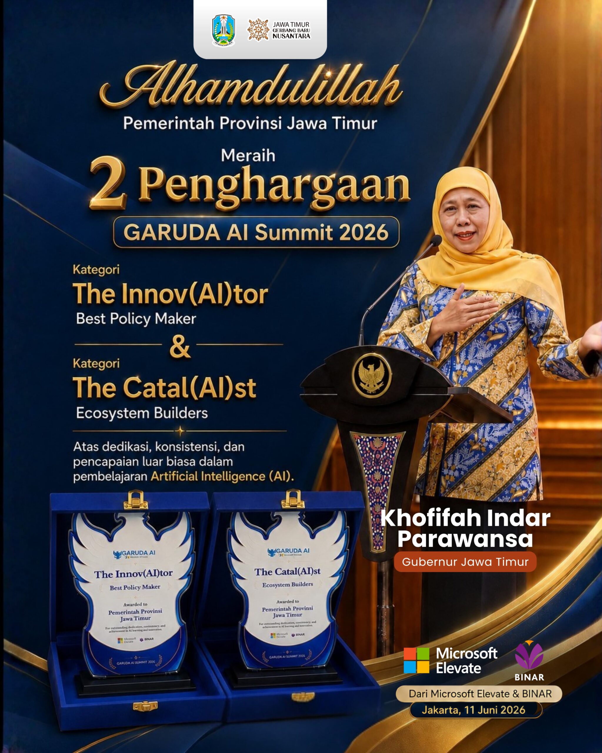 Pengembangan AI di Jawa Timur Tuai Pengakuan Nasional, Pemprov Jatim Raih Dua Penghargaan Bergengsi