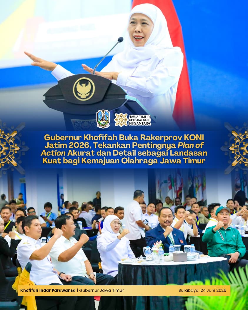 Menuju PON dan Olimpiade, Gubernur Khofifah Ajak KONI Jatim Perkuat Ekosistem Pembinaan Atlet yang Profesional dan Adaptif