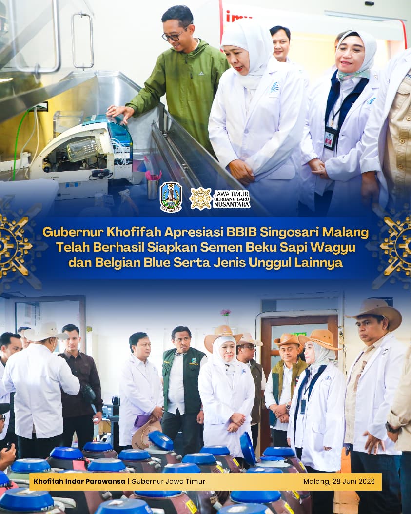 Gubernur Khofifah Optimistis Potensi BBIB Singosari Mampu Menjadi Pengungkit Peningkatan Produktivitas Peternakan Nasional