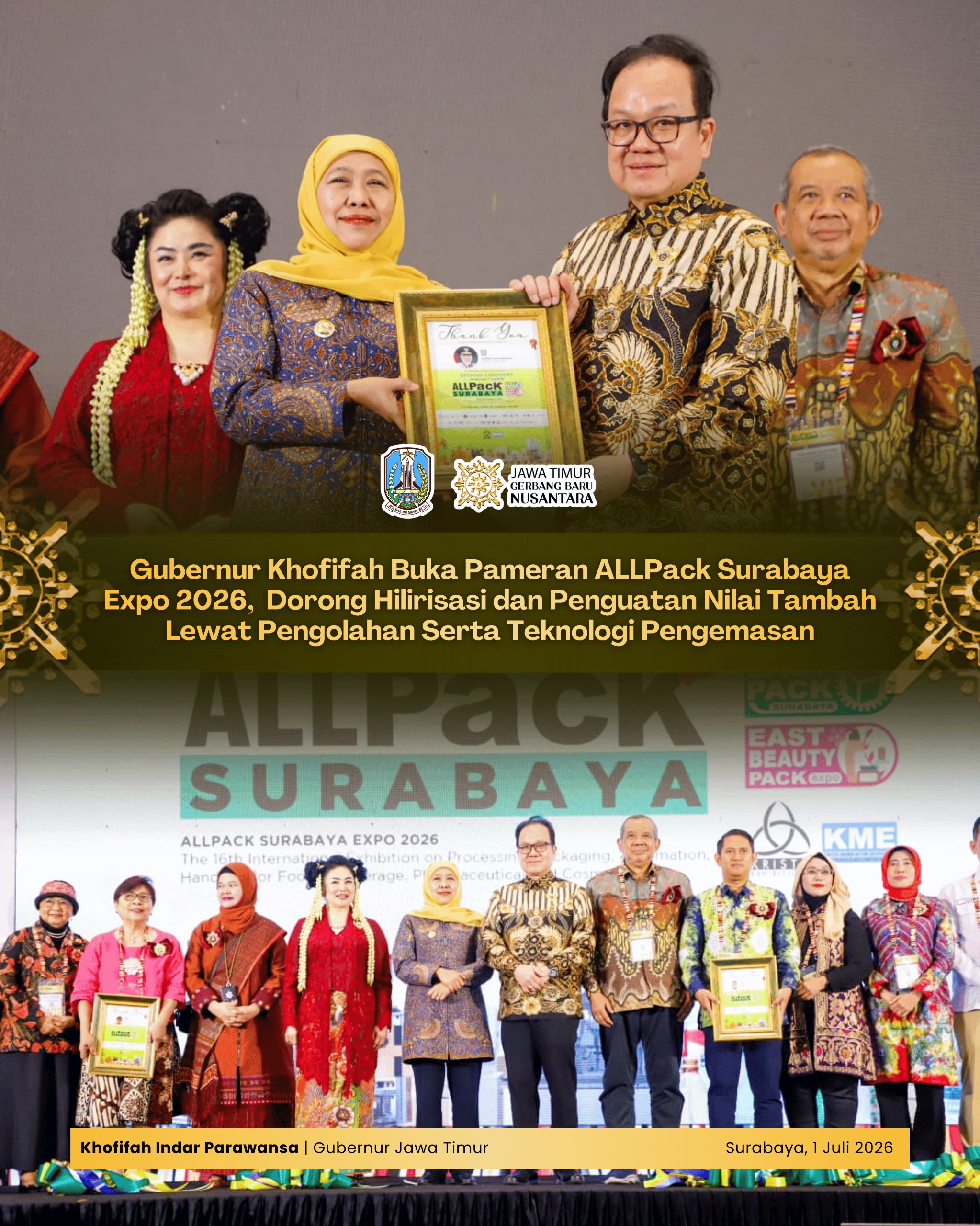 Gubernur Khofifah Ajak Perkuat Hilirisasi Sektor Agro, Perikanan, dan UMKM Lewat Inovasi Pengolahan serta Pengemasan Modern