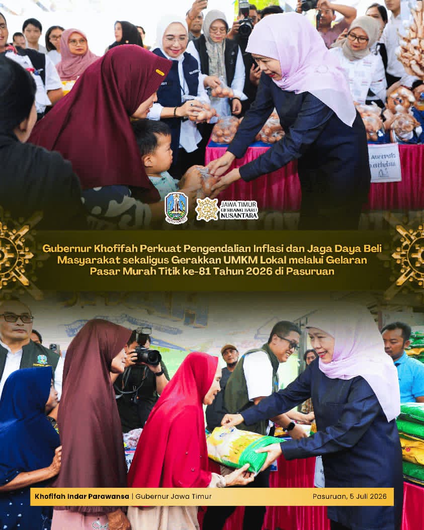 Pasar Murah Ke-81 Digelar di Pasuruan, Gubernur Khofifah Perkuat Sinergi Pengendalian Inflasi dan Pemberdayaan UMKM