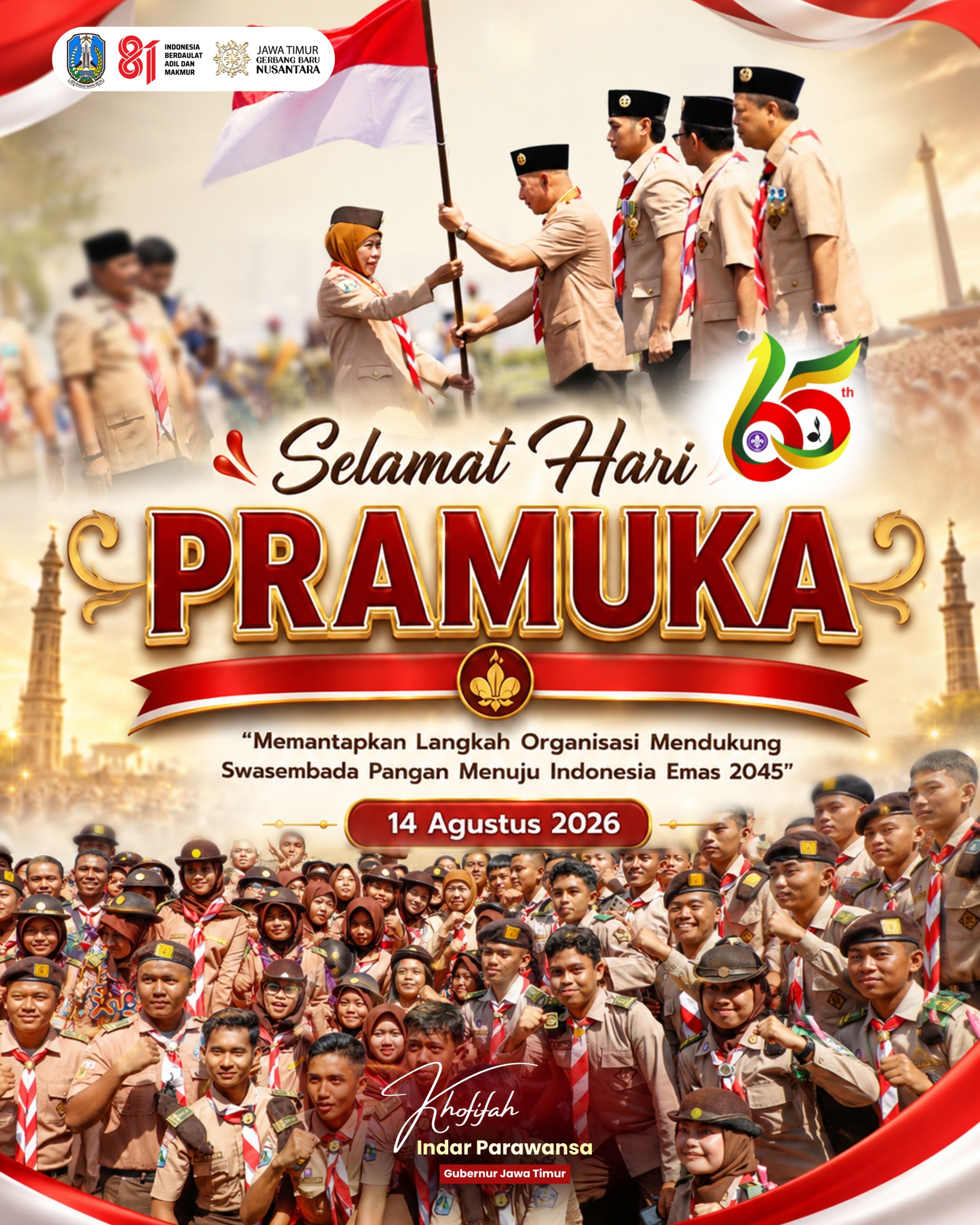Hari Pramuka ke-65, Gubernur Khofifah Dorong Generasi Muda Terlibat Aktif dalam Ketahanan Pangan