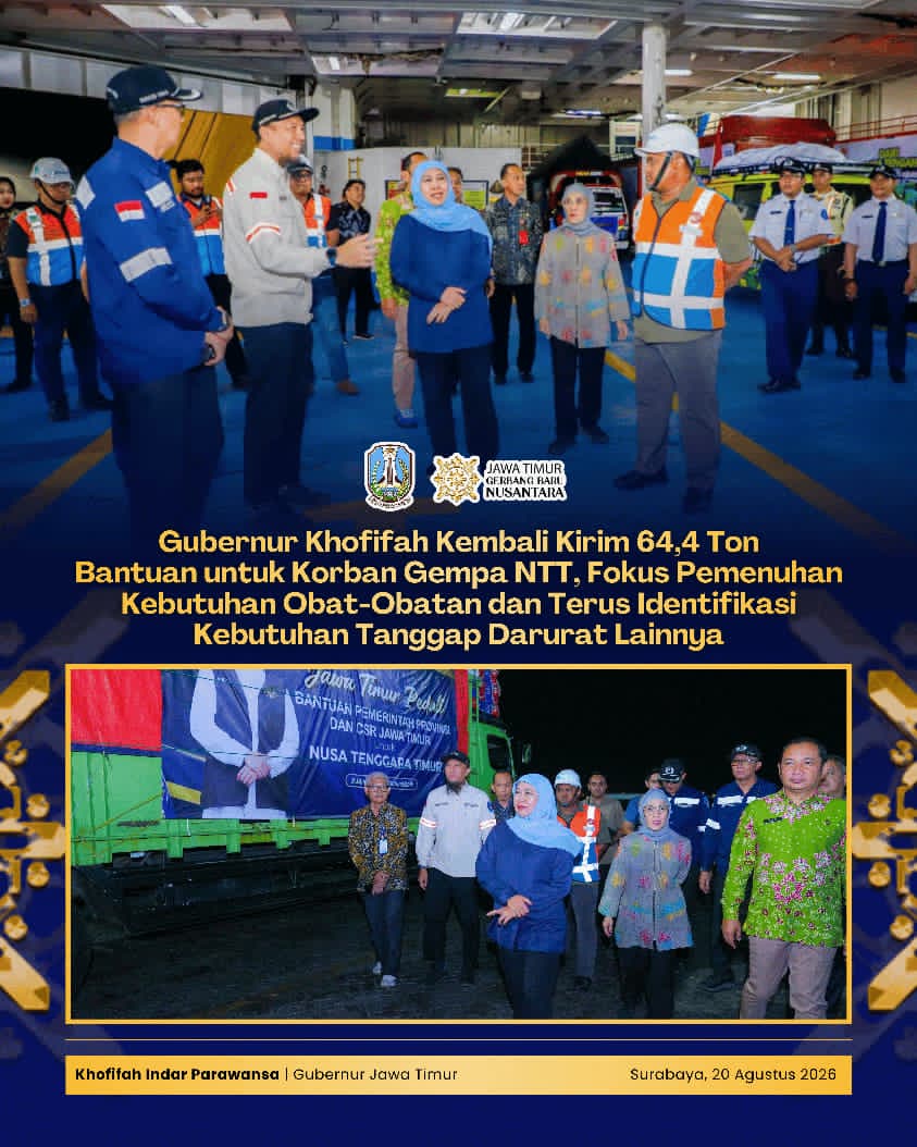 Gubernur Khofifah Dorong Solidaritas Antardaerah, Bantuan untuk Korban Gempa NTT Ditargetkan Tembus 100 Ton