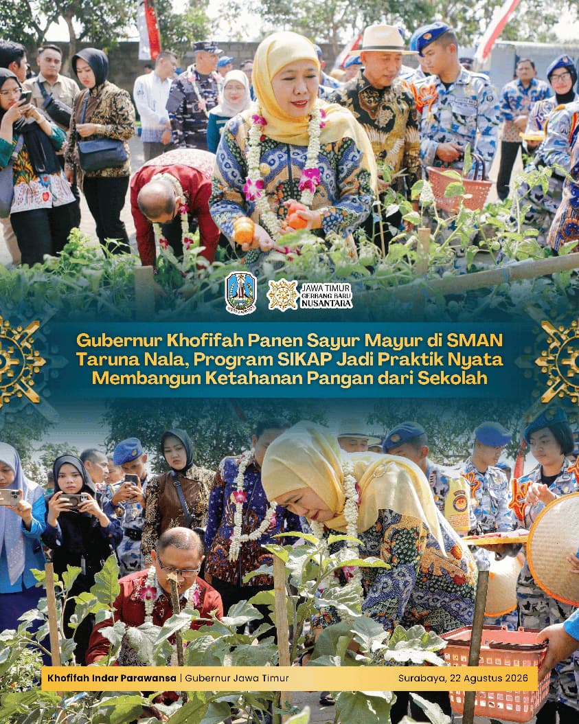Panen Tomat, Sawi, Cabai, dan Terong di Taruna Nala, Gubernur Khofifah Tekankan Pembelajaran Berbasis Pengalaman
