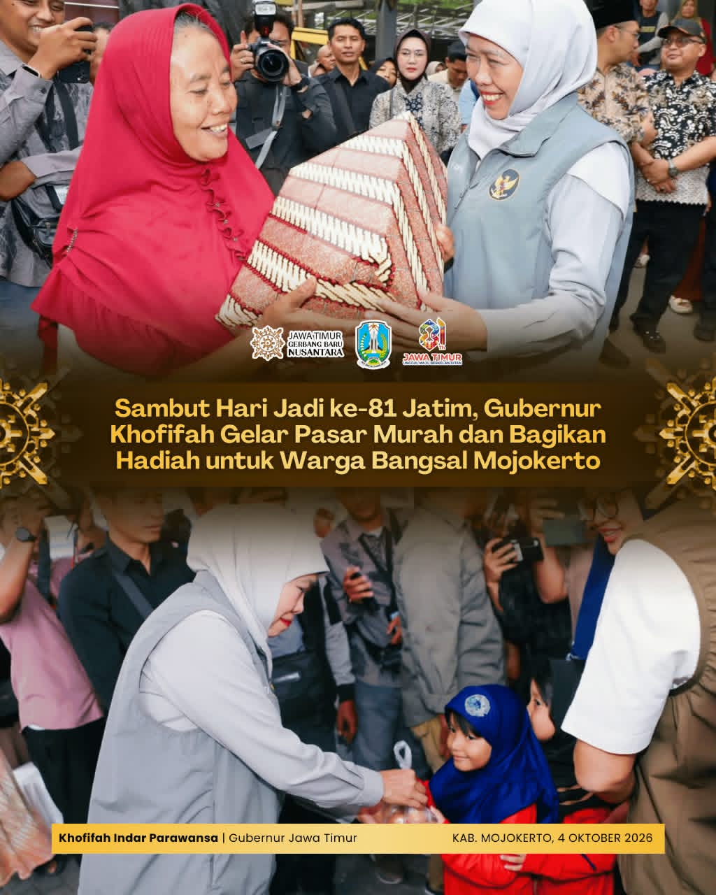 Gubernur Khofifah Hadirkan Pasar Murah dan Doorprize, Semarak Hari Jadi ke-81 Jatim Bersama Warga