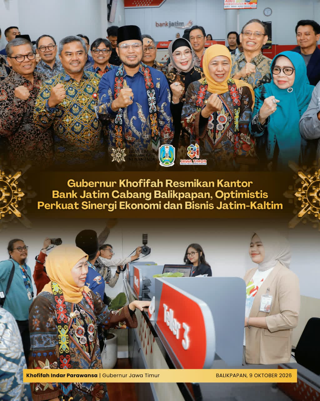 Gubernur Khofifah Ajak Bank Jatim Fasilitasi UMKM Kaltim Naik Kelas Lewat Penguatan Layanan Perbankan