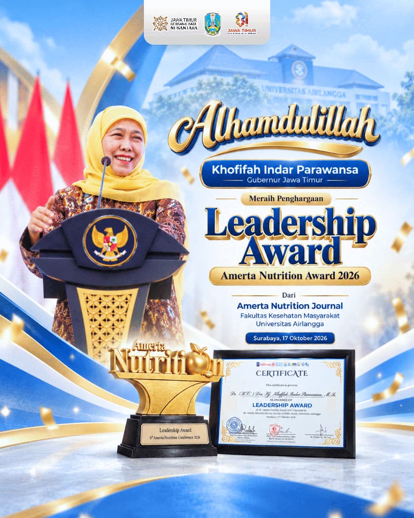 Gubernur Khofifah Raih Leadership Award Amerta Nutrition 2026 Berkat Penguatan Kolaborasi Lintas Sektor